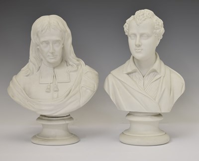 Lot 318 - Parian ware bust of Lord Byron and John Milton