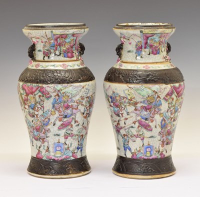 Lot 349 - Pair of 19th Century Chinese Canton Famille Rose vases