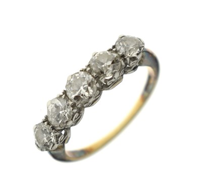 Lot 7 - Early 20th century diamond five stone 18ct yellow and white gold set ring