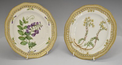 Lot 333 - Royal Copenhagen - Pair of 'Flora Danica' cabinet plates