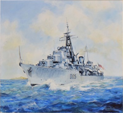 Lot 636 - 21st century British school - Oil on canvas - H.M.S Daring D05