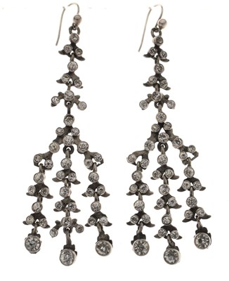 Lot 90 - Pair of Continental paste drop earrings