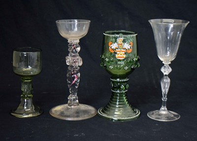 Lot 534 - Late 19th century green glass goblet, etc