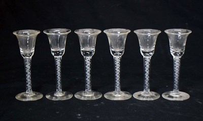 Lot 291 - Set of six opaque twist glasses, probably circa 1900
