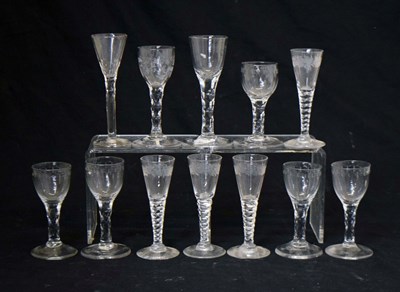 Lot 540 - Group of 18th century and later facet stem wine glasses