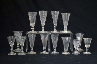 Lot 543 - Group of later 18th century dwarf ale glasses, etc
