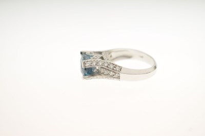 Lot 31 - 'Glacier Ice' blue zircon and diamond white metal ring