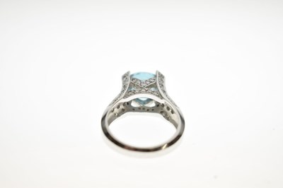 Lot 31 - 'Glacier Ice' blue zircon and diamond white metal ring