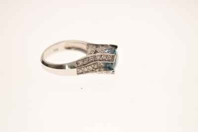 Lot 31 - 'Glacier Ice' blue zircon and diamond white metal ring
