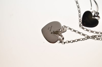 Lot Diamond 'pink' and white gold heart-shaped necklace and earring suite