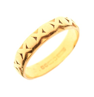 Lot 16 - 22ct gold wedding band, 3.6g approx
