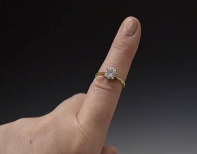 Lot 2 - Diamond solitaire 18ct yellow gold ring