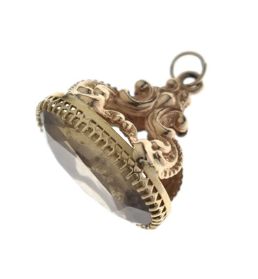 Lot 183 - Cairngorm quartz 9ct gold fob