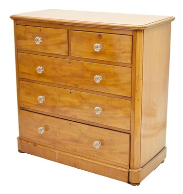 Lot 769 - Late Victorian mahogany chest of two short and three graduated long drawers