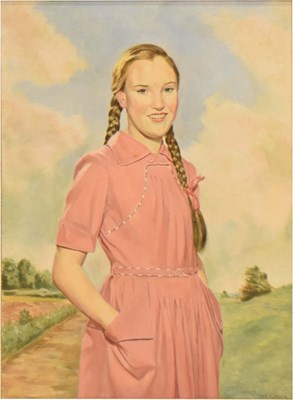 Lot 719 - H. Dahne (mid 20th century) - Oil on canvas - Young girl with blonde plaits