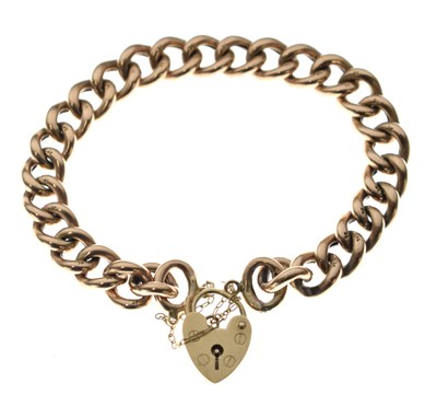 Lot 148 - Yellow metal curb link bracelet stamped '9c'