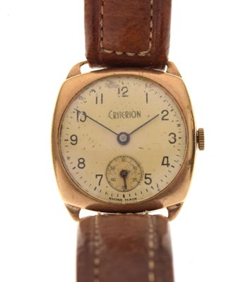 Lot 97 - Criterion - Circa 1940's gentleman's 9ct gold trench-style watch