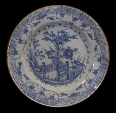 Lot 300 - 18th century English delftware plate