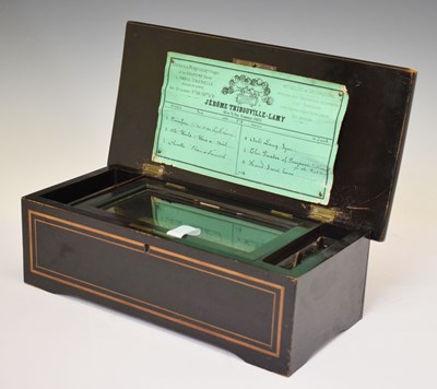 Lot 370 - Late 19th century inlaid cylinder musical box, Jerome Thibouville-Lamy, 68 & 70 Rue Reaumur, Paris