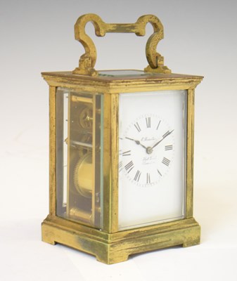 Lot 753 - Early 20th century brass carriage clock, retailed by Rossiter, Hill Road, Clevedon