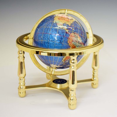 Lot 452 - Late 20th century specimen stone terrestrial desk globe