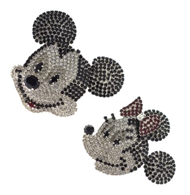 Lot 225 - Butler & Wilson - Mickey & Minnie Mouse brooches