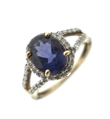Lot 60 - Sarwar Iolite and diamond 9ct gold dress ring