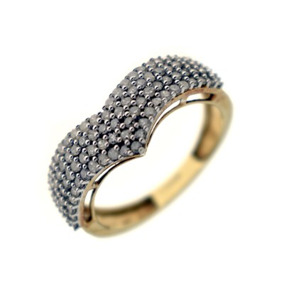 Lot 15 - Diamond multi-stone 9ct gold wishbone ring