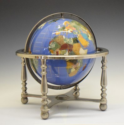 Lot 453 - Late 20th century specimen/hardstone terrestrial desk globe