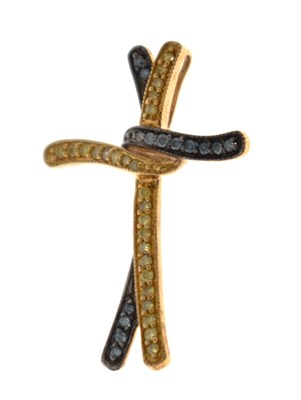 Lot 129 - Gemporia - Blue and yellow diamond cross-shaped pendant