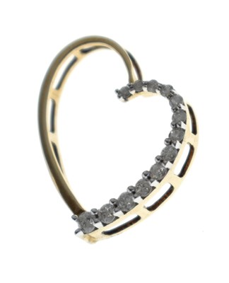 Lot 132 - Diamond set heart-shaped 9ct gold pendant