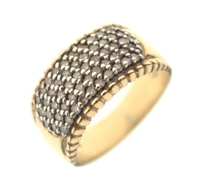Lot 13 - Pavé set diamond multi-stone 9ct gold ring