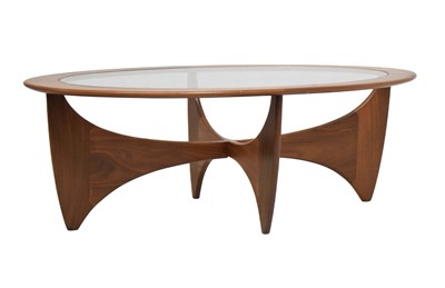 Lot 451 - Attributed to G-Plan - Teak and toughened glass oval 'Astro' oval coffee table