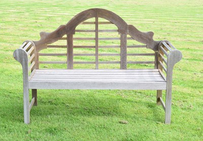 Lot 509 - Hardwood garden bench, after the design by Sir Edwin Lutyens