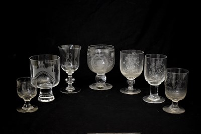 Lot 511 - 1960s Royal Brierley clear crystal commemorative goblet, etc