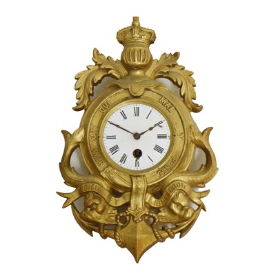 Lot 686 - Late 19th century French gilt brass cartel wall clock