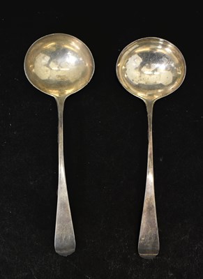Lot 269 - Pair of George III Old English pattern silver ladles