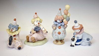 Lot 612 - Lladro - Group of three porcelain clowns