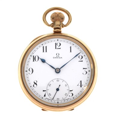 Lot 106 - Omega - 9ct gold open faced pocket watch