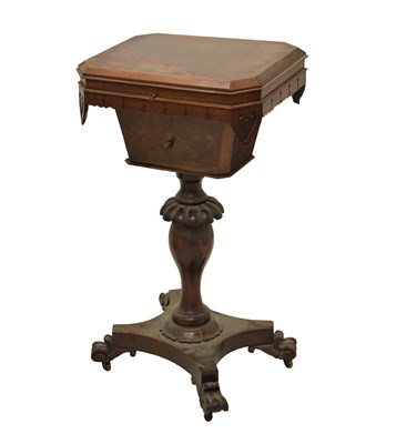 Lot 729 - Victorian rosewood pedestal sewing or work table