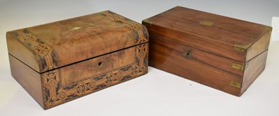 Lot 399 - Victorian walnut inlaid parquetry writing box