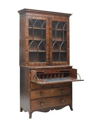 Lot 789 - 19th century mahogany glazed secretaire bookcase