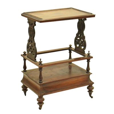 Lot 731 - Victorian walnut Canterbury whatnot