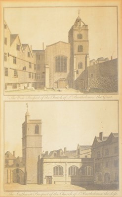 Lot 671 - Mid 18th century engraving (two plates on one sheet), Church of St. Bartholomew the Great