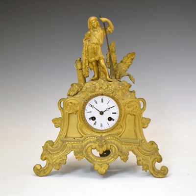 Lot 745 - Mid 19th century French gilt spelter mantel clock with silk suspension