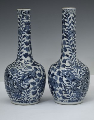 Lot 622 - Pair of Chinese blue and white porcelain bottle vases
