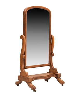 Lot 473 - Victorian walnut cheval dressing mirror