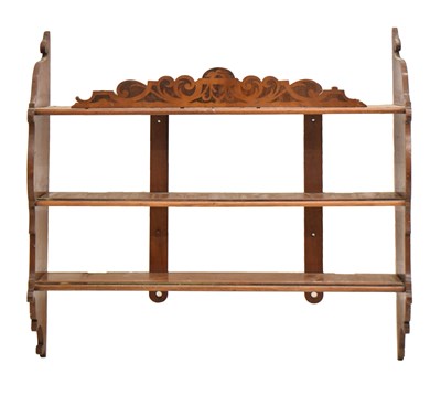 Lot 790 - Set of Edwardian rosewood and marquetry open wall shelves