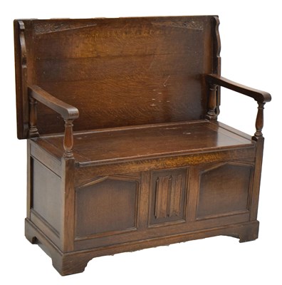 Lot 794 - Early 20th century oak 'Monk's bench'