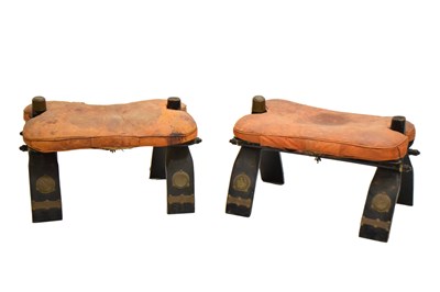 Lot 813 - Pair of Egyptian camel stools
